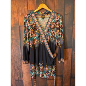 JM Collection floral mini robe size XL women's sexy sleepwear